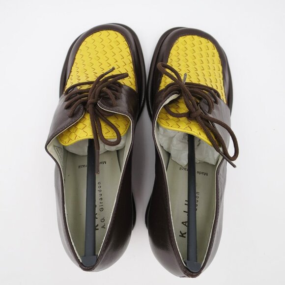 Anthropologie Kaju by A.J. Giraudon Made in Brazil Brown Leather Wedge Loafers 9 - Picture 4 of 15